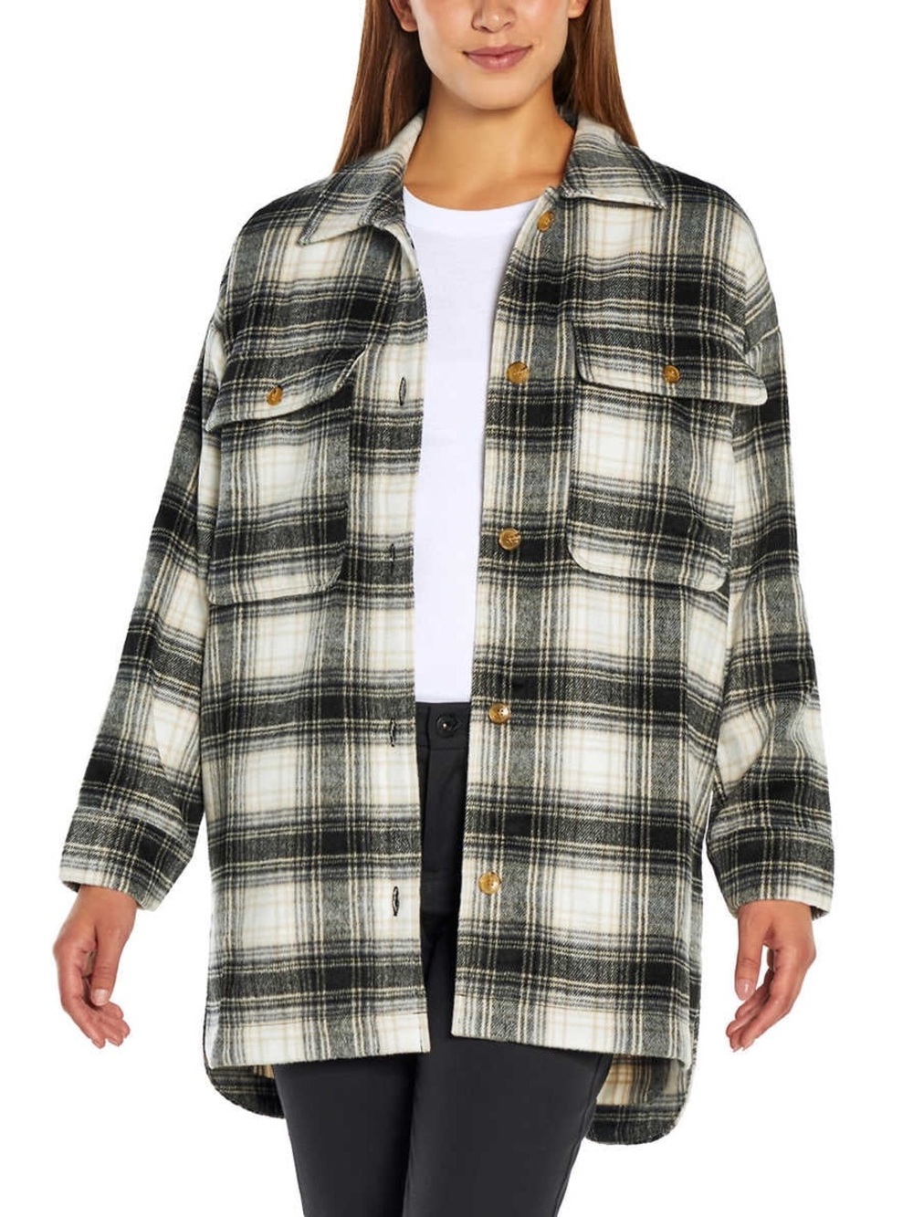 Women’s Banana Republic Plaid Mid-weight Button Up Shirt Jacket Sz L